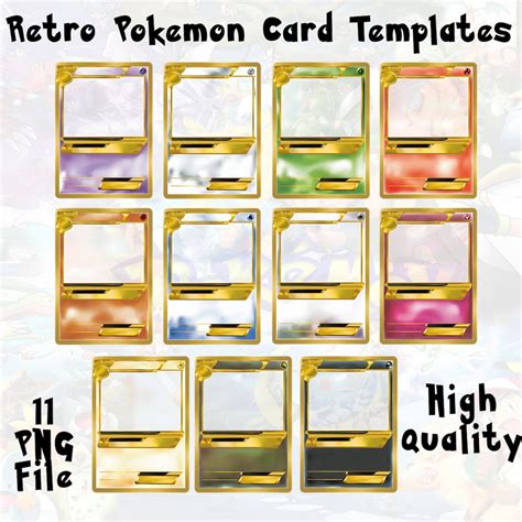 Customizable Pokemon Card Templates Pack Distressed Design, Digital ...