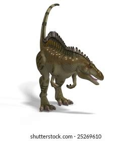 Dinosaur Acrocanthosaurus Clipping Path Over White Stock Illustration