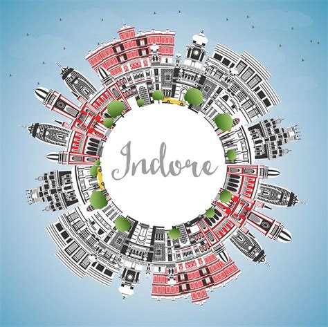 Indore India City Skyline with Gray Buildings, Blue Sky and Copy Space. 17649774 Vector Art at ...