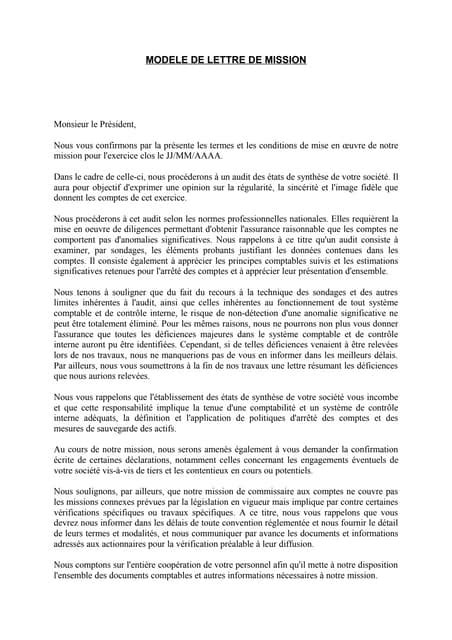 Modele De Lettre De Missionpdt