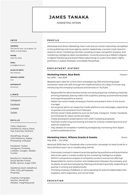 24 Marketing Intern Resume Samples For 2023