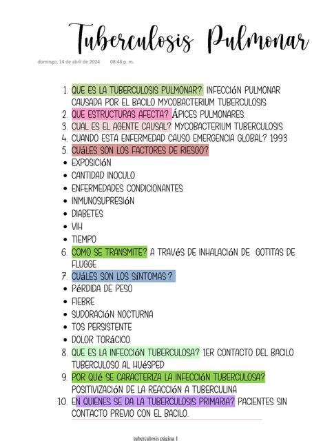 Tuberculosis Pulmonar Xatziry Solano Udocz