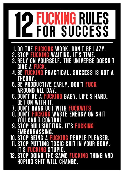 Fucking Rules Success Poster Picture Metal Print Paint By