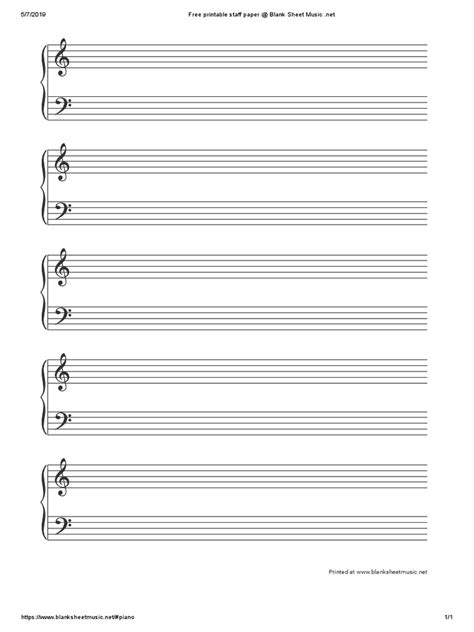 Free Printable Staff Paper At Blank Sheet Music Pdf Pdf