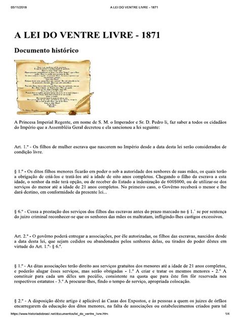 Resumo Lei Do Ventre Livre - Lei Do Ventre Livre | PDF