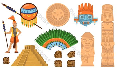 Conjunto De S Mbolos Aztecas Y Mayas Elementos Graficos Plantilla Eps