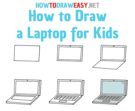 How To Draw A Laptop Step By Step Laptop Drawing Easy Drawings Easy