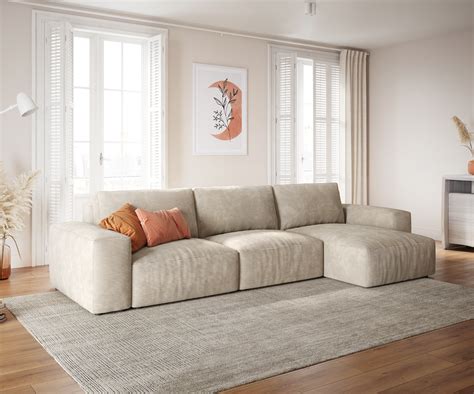 Eckcouch Lanzo L Cord Beige X Cm Recamiere Variabel M Bel Modern