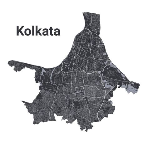 Kolkata Map. Detailed Black Map of Kolkata City Poster with Roads ...