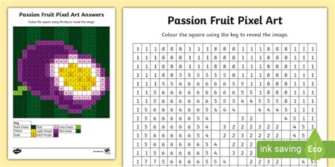 Free Passion Fruit Pixel Art Template Teacher Made