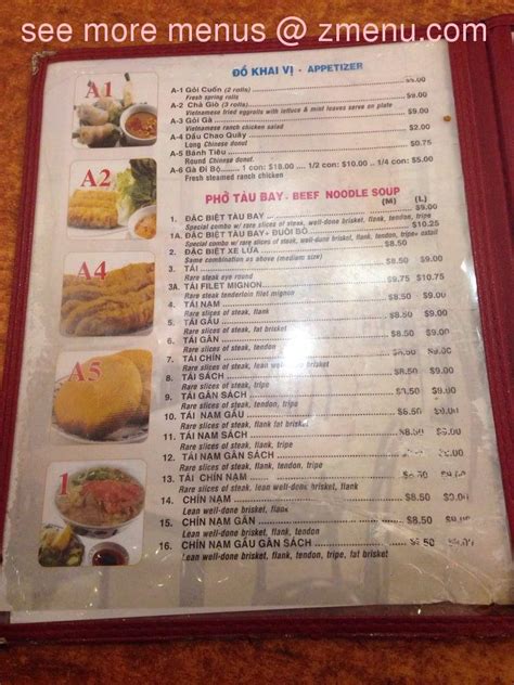 Online Menu of Pho Tau Bay Restaurant, San Jose, California, 95112 - Zmenu