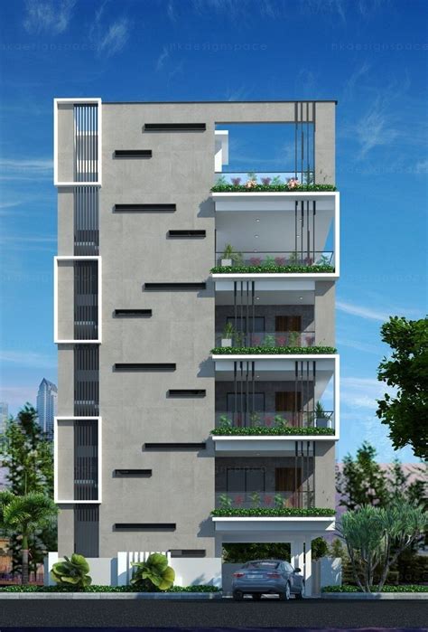 Modern Three Stories Building Exterior Residential And Commercial Design