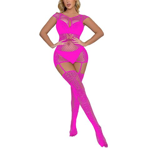 iEFiEL Femme Body Bodystocking Fishnet Catsuit Résille Erotique Evidé