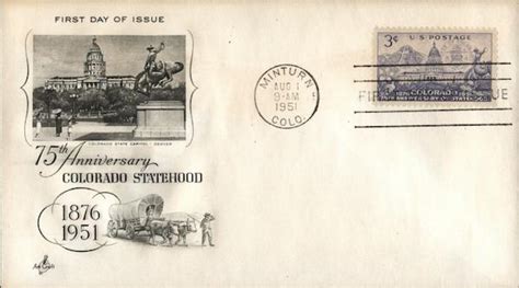 75th Anniversary Colorado Statehood 1876-1951 First Day Covers First ...