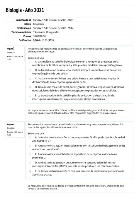 Cuestionario DE Autoevaluación TP 16 TRABAJO Biologia Celular y