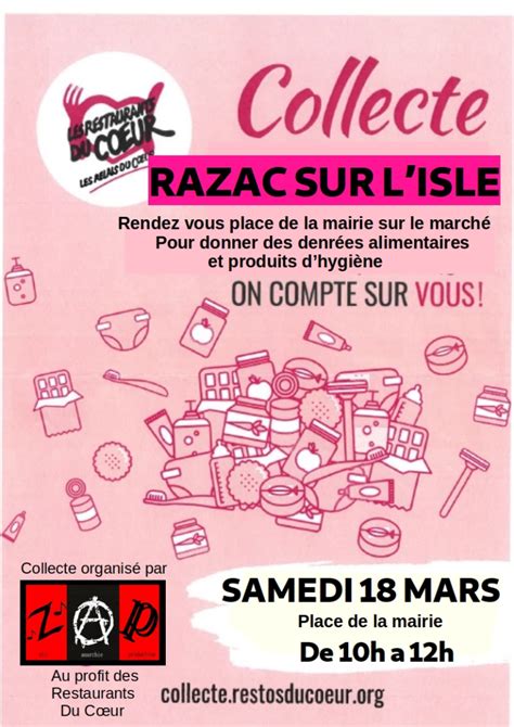 Collecte Restaurants Du Coeur Samedi Mars Sur Le Marche Mairie De