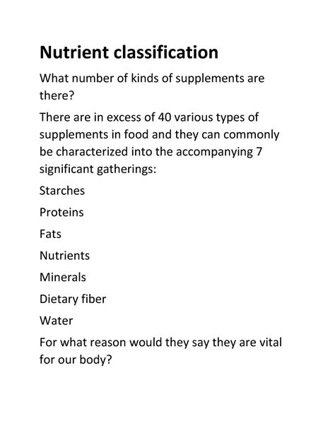 Nutrition 2 Useful Nutrient Classification What Number Of Kinds Of