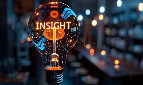creative concept   glowing light bulb   word insight