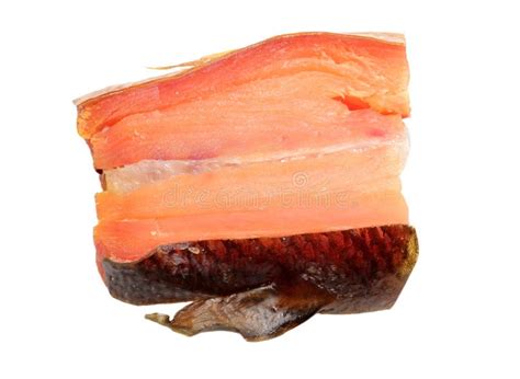 Layer Of Fish Of A Humpback Salmon On A White Background Stock Image