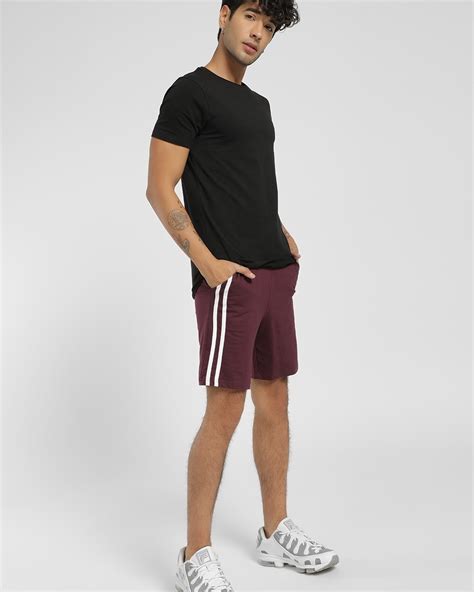 Buy Mens Maroon Side Striped Shorts For Men Maroon Online At Bewakoof