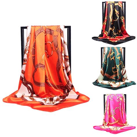 Ludlz Women Silk Scarf Large Square Satin Headscarf Headdress Feeling