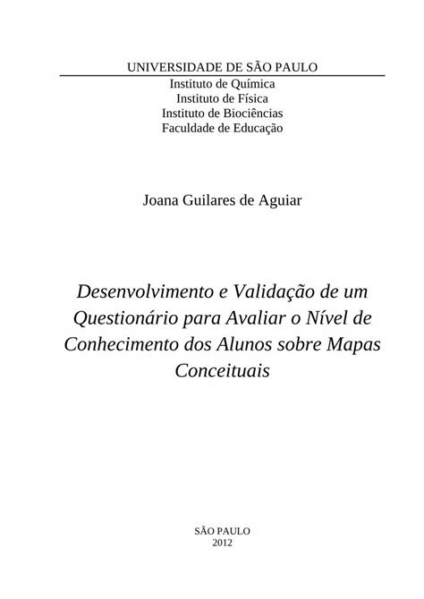 PDF Desenvolvimento e Validação de um Questionário para 1 Joana