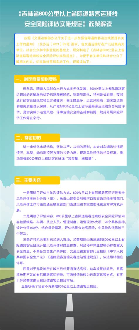 图解 《吉林省800公里以上省际道路客运班线安全风险评估实施规定》政策解读