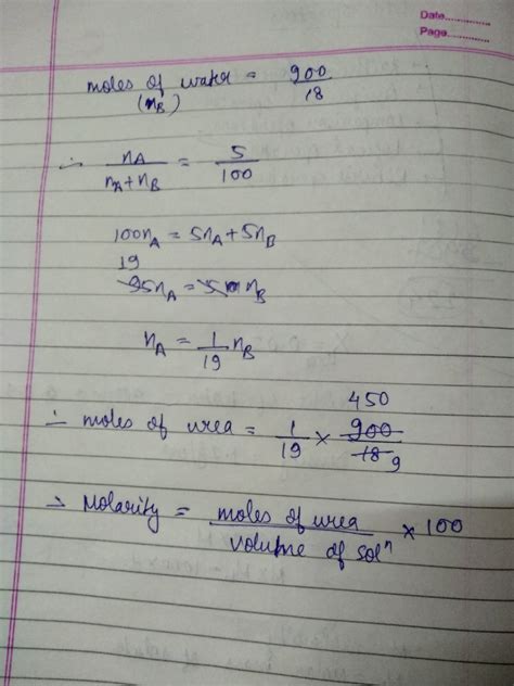 The Mole Fraction Of Urea In An Aqueous Urea Solution Containing 900 G