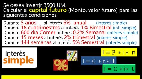 Capital futuro Interés simple 5 casos bimestral trimestral