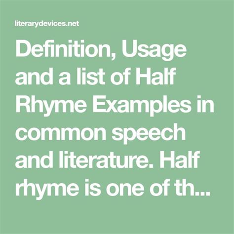 What Is Half Rhyme?