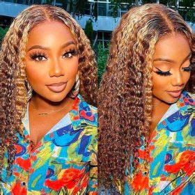 Jerry Curly Wig Piano Color X Lace Frontal Wig Density Honey Blonde