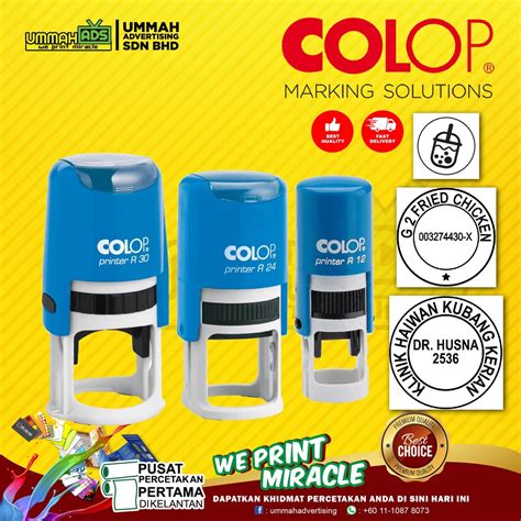 Rubber Stamp Bulat Colop Cop Custom Design Self Ink Stationery