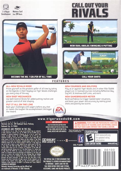 Tiger Woods Pga Tour 06 Cover Or Packaging Material Mobygames