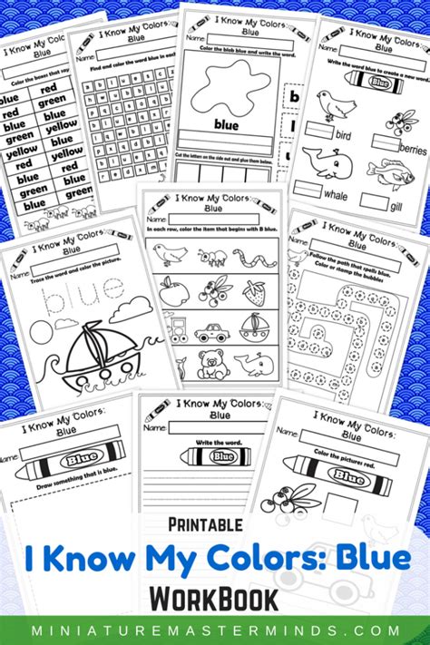 I Know My Colors Blue No Prep Printable Workbook Miniature Masterminds