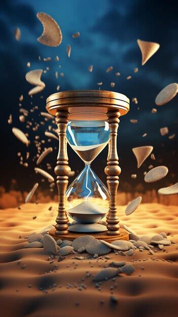 Premium Photo Hourglass With Falling Sand And Coins 3D Render