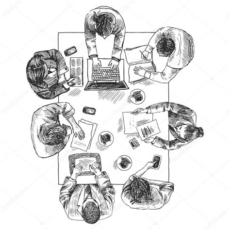 Business Meeting Top View — Stock Vector © Macrovector 53849369