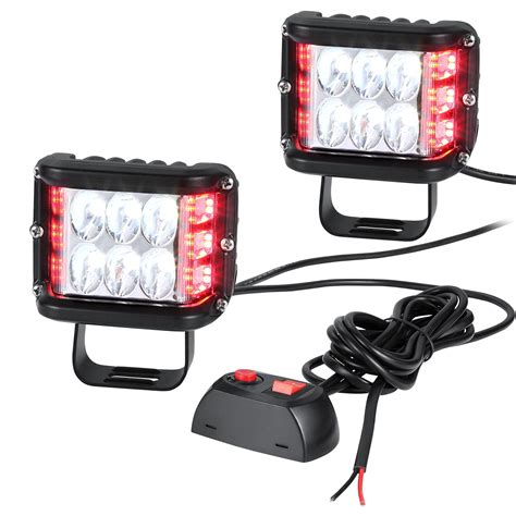 Buy 2 In 1 Red White Emergency Strobes Dual Side Shooter LED Pod Lights