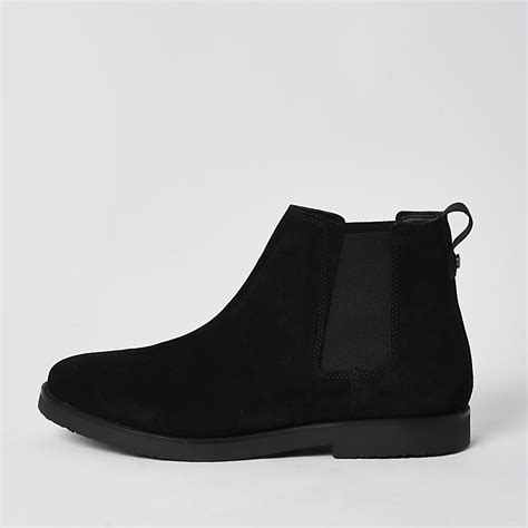 Black suede chelsea boots | River Island