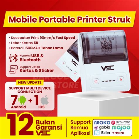 Jual Printer Bluetooth Thermal Vsc Mp C Mm Support Fast Charge