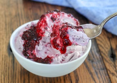 Mixed Berry Ice Cream With Easy Berry Sauce Barefeet In The Kitchen