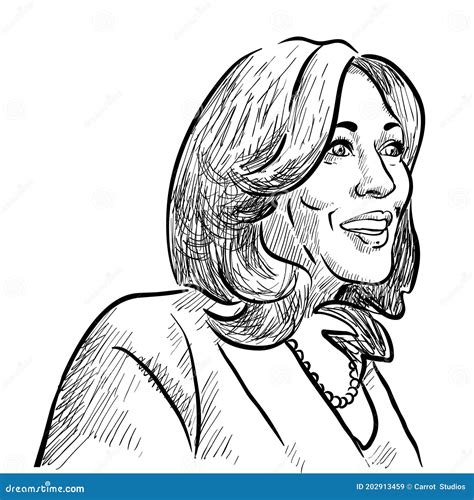 Kamala Harris Drawing Cartoon Vector 202913459