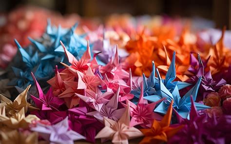 Premium AI Image | Origami cranes or handmade paper cranes