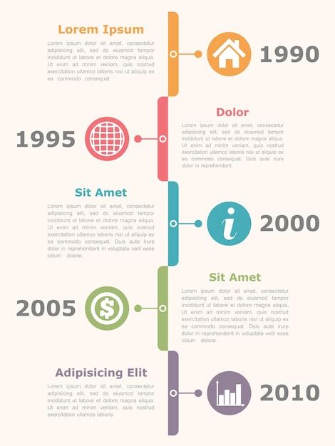 Plantilla de diseño de infografías de línea de tiempo vertical con