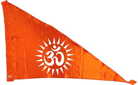 La Jarden Bhagwa Flag Shiny Aumom Printed Flag In White On Silky