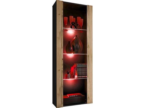 Komodee Vitrine Armoire Tivoli Wotan Noir Largeur Cm X Hauteur