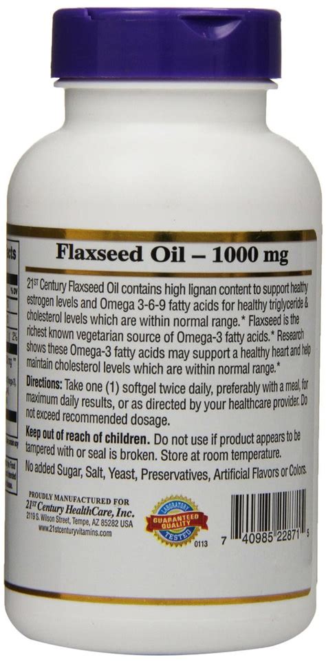 Buy Flaxseed Oil 1000 Mg 120 Sgels 21st Century Online Uk Delivery