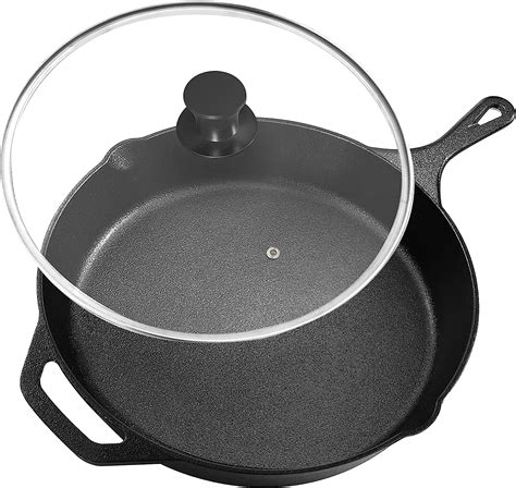 Utopia Kitchen Pre Seasoned Cast Iron Skillet With Lid 12 Inch