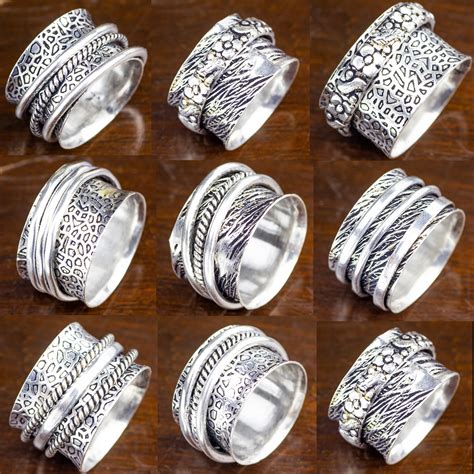 Silver Spinner Ring For Women Four Spinner Ring Fidget Ring Etsy