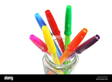 Coloured Ballpoint Pens In Glass Hi Res Stock Photography And Images