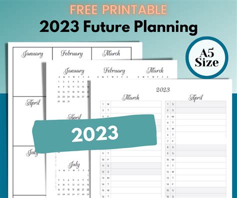 Free Printable A5 Planner Inserts 2023 Future-Planning (Dated) - Zealaneous